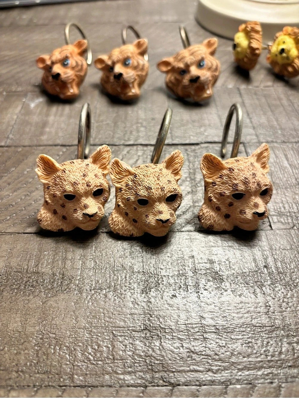 Vintage Decorative Safari Animal Shower Ceramic Hooks Set of 9